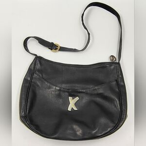 Paloma Picasso Black Leather Handbag Purse Bag Crossbody Vintage